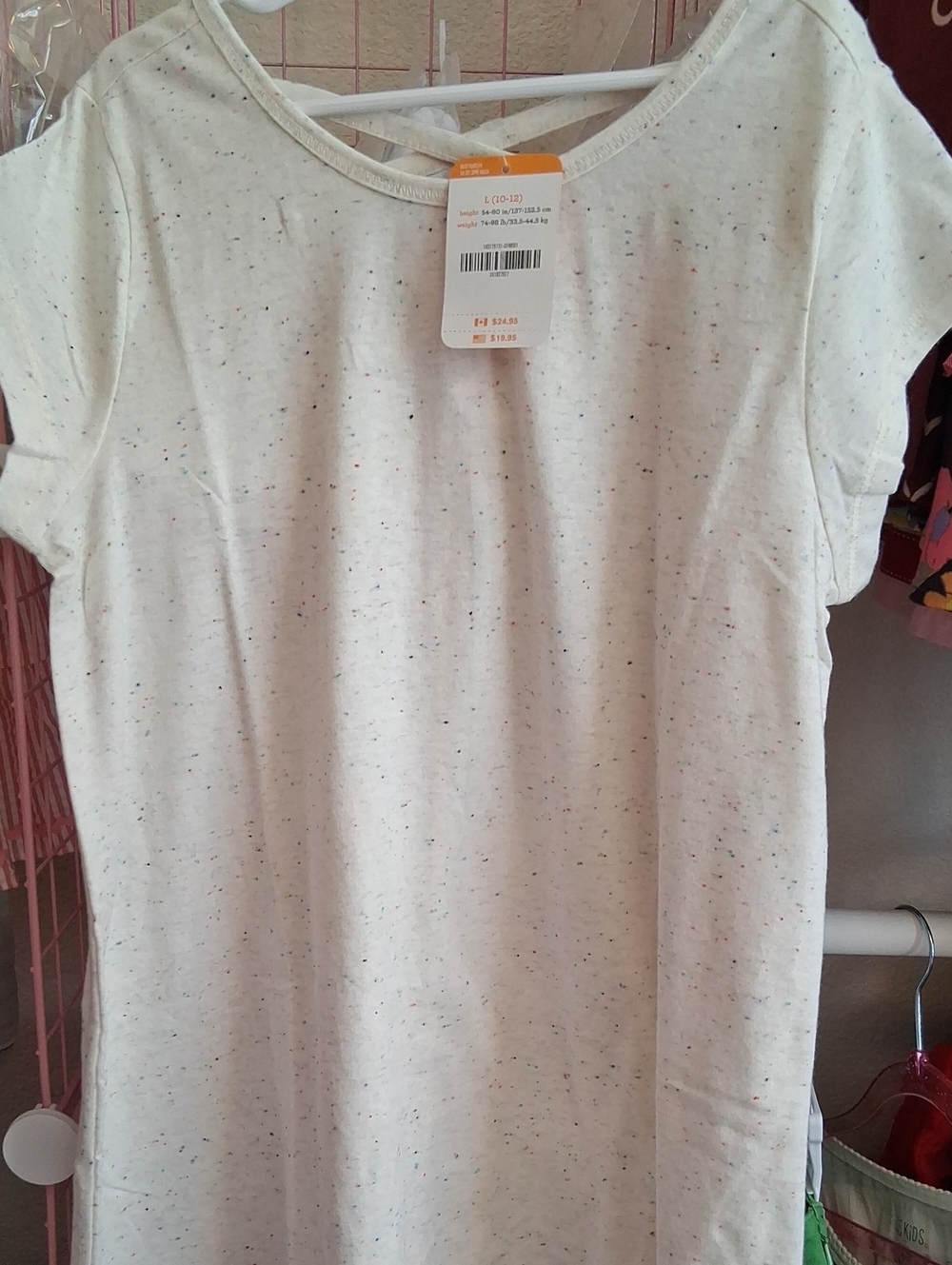 Gymboree Cream Short   Sleeve Tee, with Flecked Speckles Long Tunic L(10-12)
